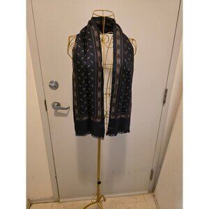 Hand Finished 100% Pure Silk Blue and Gold Scarf